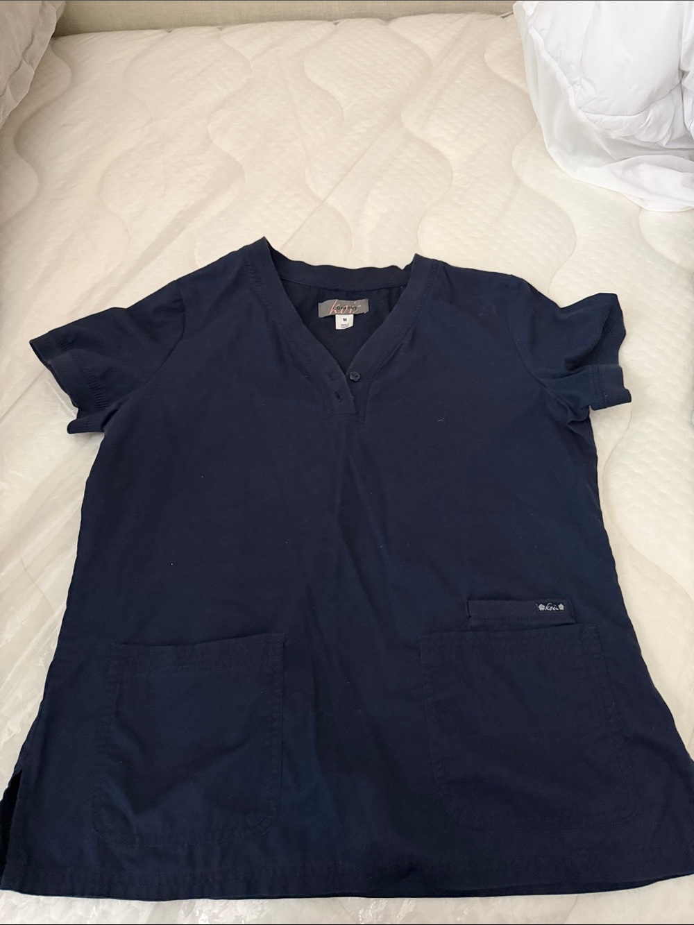 Carhartt Navy Short Sleeve V-Neck Utility Scrub Top